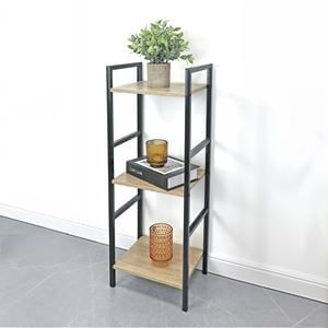 Etajera metalica cu 3 rafturi din MDF, 29.5x23.5x80cm, Maro si Negru — imaginea 2