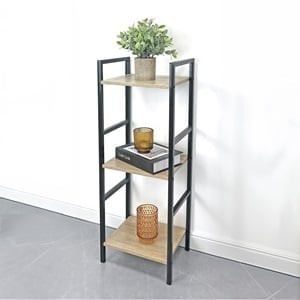 Etajera metalica cu 3 rafturi din MDF, 29.5x23.5x80cm, Maro si Negru — imaginea 3