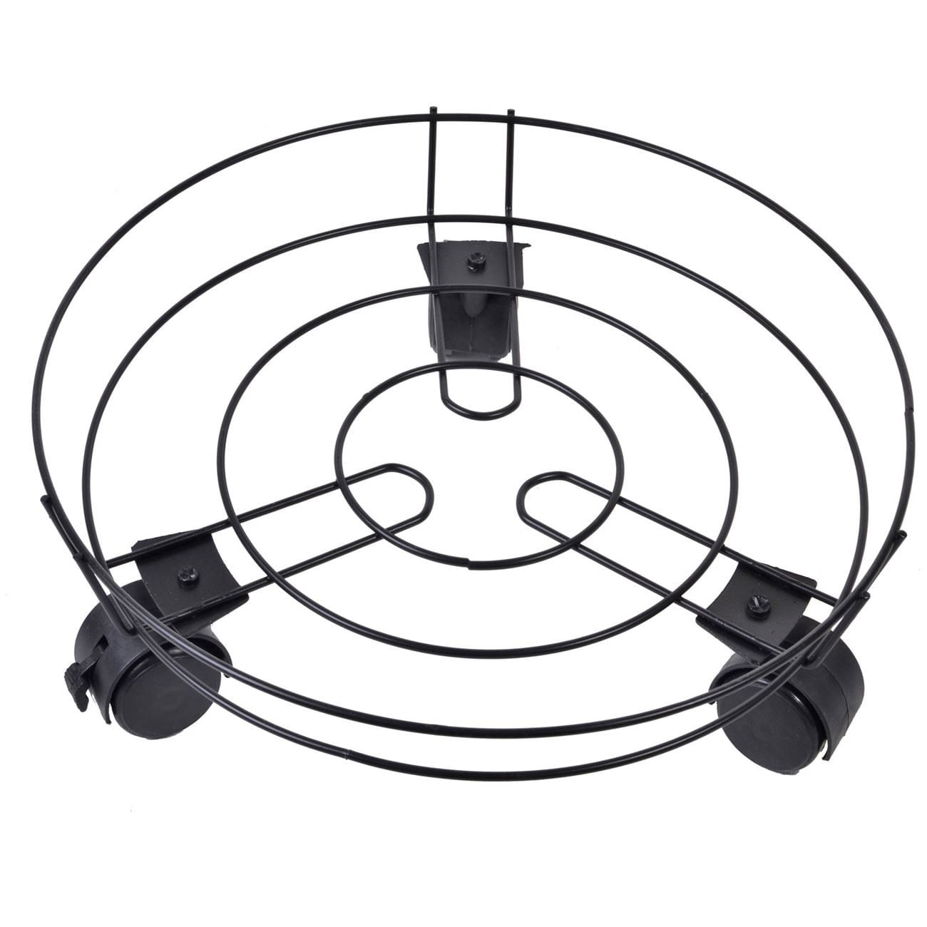 Suport pentru ghiveci, Metalic Negru, cu 3 Roti, Diametru 30 cm, Inaltime 4 cm — imaginea 2