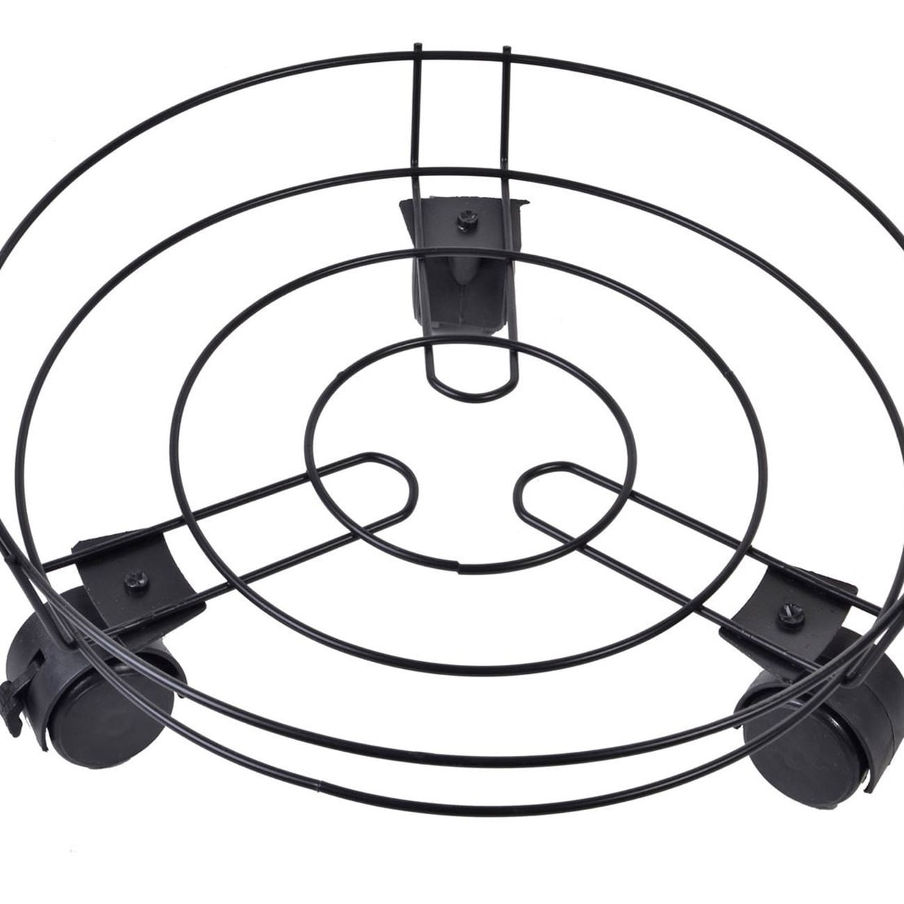 Suport pentru ghiveci, Metalic Negru, cu 3 Roti, Diametru 30 cm, Inaltime 4 cm — imaginea 3