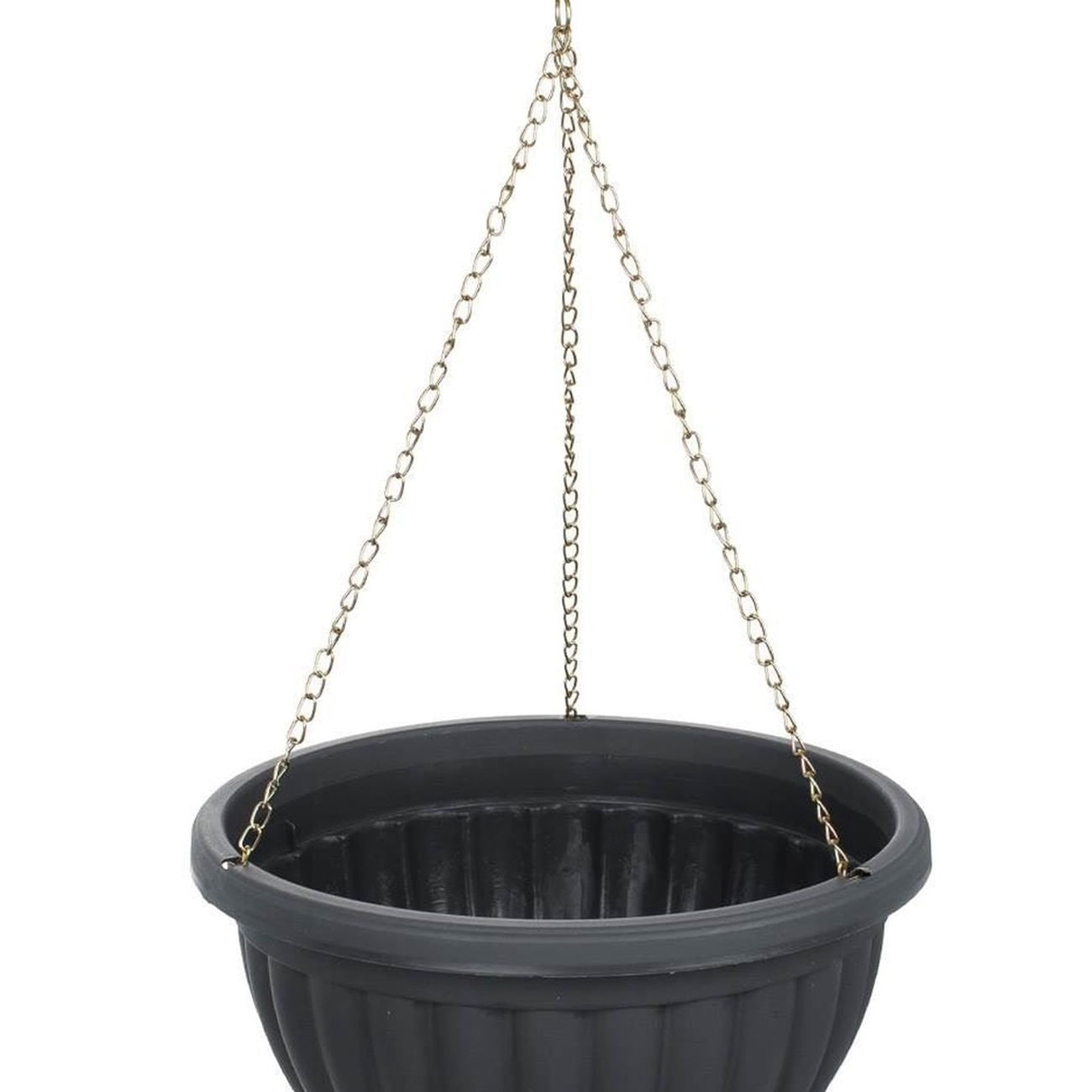 Ghiveci Flori Suspendat din Plastic Gri cu Lanturi Metalice — imaginea 4