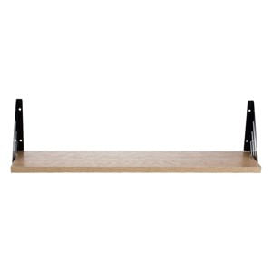Raft de perete din MDF natural cu suporturi metalice, 60x20x1,5 cm — imaginea 3