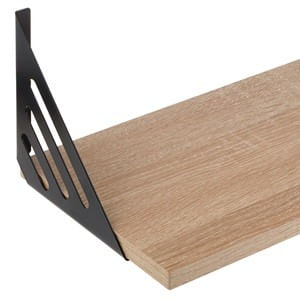 Raft de perete din MDF natural cu suporturi metalice, 60x20x1,5 cm — imaginea 4
