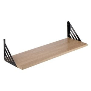 Raft de perete din MDF natural cu suporturi metalice, 60x20x1,5 cm — imaginea 5