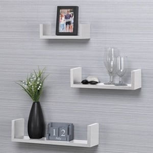 Set 3 Rafturi Suspendate MDF Albe pentru Perete, Design Modern — imaginea 2