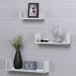 Set 3 Rafturi Suspendate MDF Albe pentru Perete, Design Modern — imaginea 4