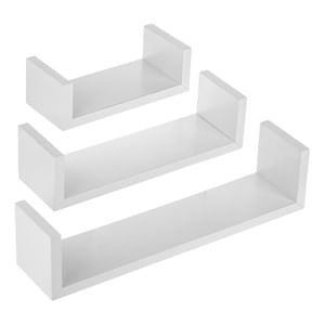 Set 3 Rafturi Suspendate MDF Albe pentru Perete, Design Modern — imaginea 6