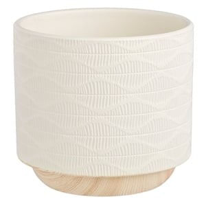 Mască ghiveci ceramică, Ecru, Model reliefat, Ø12x12cm, 0.8L — imaginea 2