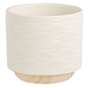 Mască ghiveci ceramică, Ecru, Model reliefat, Ø12x12cm, 0.8L — imaginea 3