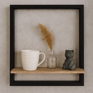 Raft din Lemn cu Cadru Metalic, 40x10x40cm, Natural — imaginea 2