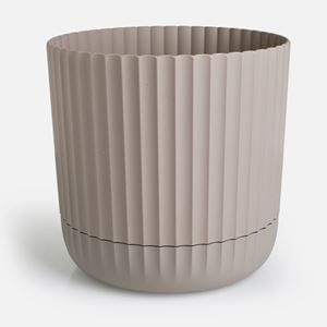 Ghiveci Flori din Plastic cu Farfurie Integrata Bej - Set de 4 — imaginea 3