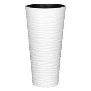 Ghiveci Conici din Plastic Alb cu Dungi Zebra - 85L — imaginea 2