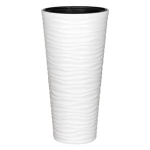 Ghiveci Conici din Plastic Alb cu Dungi Zebra - 85L — imaginea 3