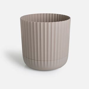 Ghiveci Flori Rotunde din Plastic cu Farfurie Integrata Bej — imaginea 2