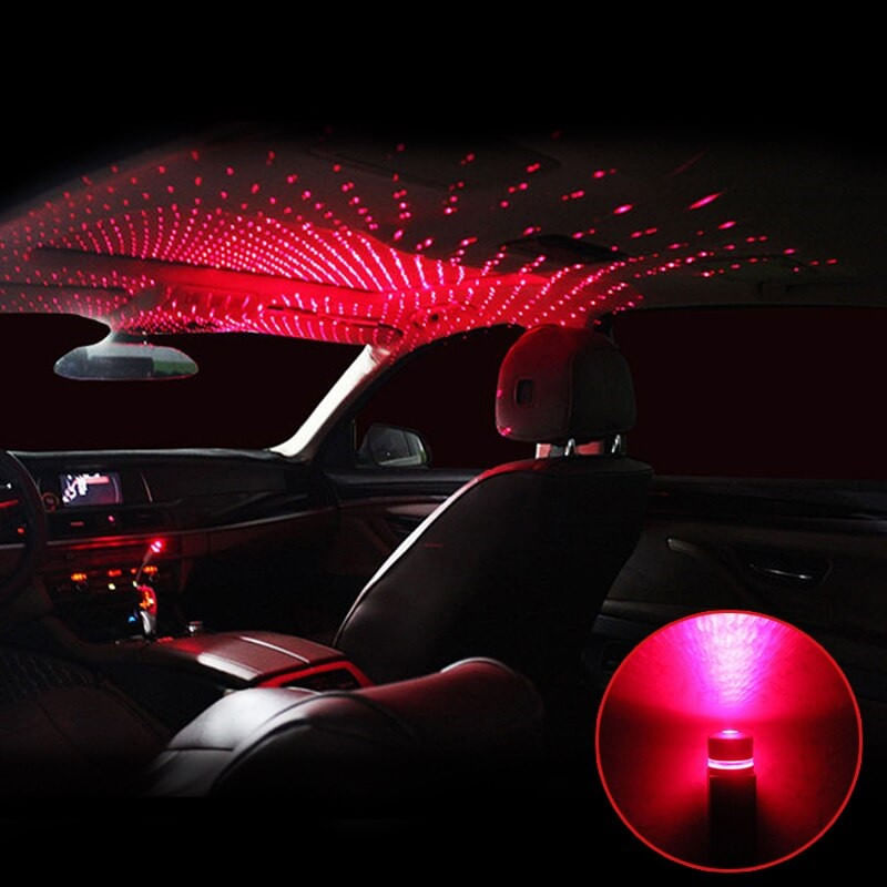 Proiector cu lumina laser ambientala cu stele, pentru masina, cu usb, universal-ROSU — imaginea 4