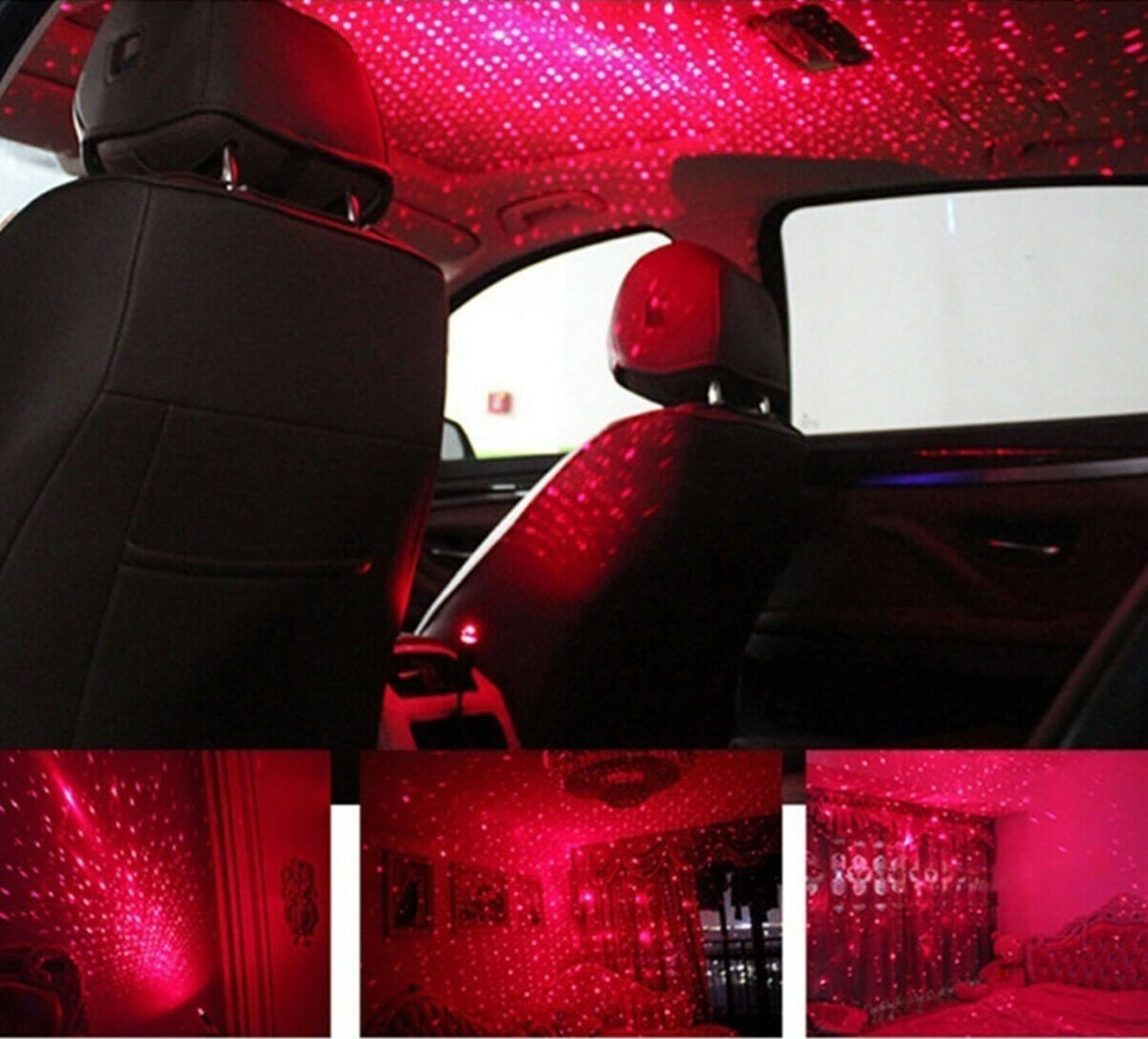 Proiector cu lumina laser ambientala cu stele, pentru masina, cu usb, universal-ROSU — imaginea 6