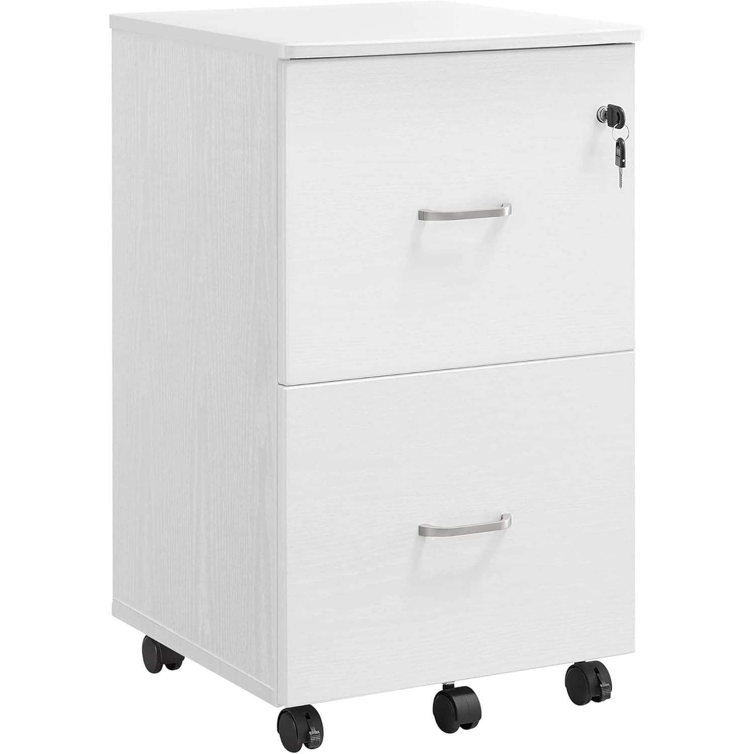 Dulap mobil pentru dosare cu 2 sertare, incuietoare si roti, suport imprimanta, 43x45x72 cm, alb — imaginea 4
