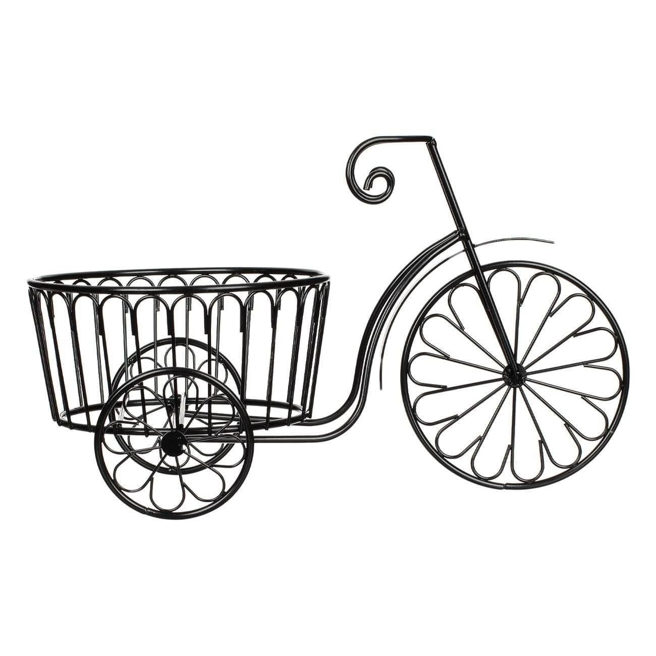 Suport ghiveci flori bicicleta metalic, negru, 35x18x22 cm — imaginea 2