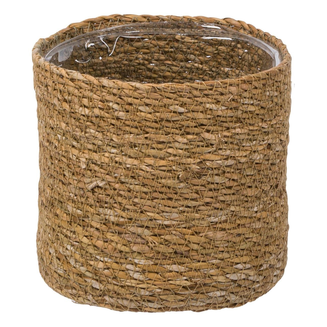 Masca Ghiveci Bej din Paie cu Suport de Macrame Rustic — imaginea 2