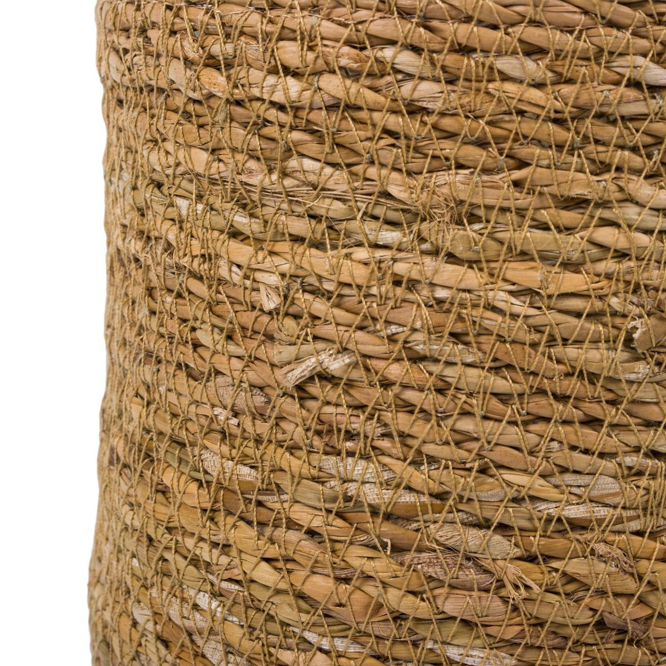 Masca Ghiveci Bej din Paie cu Suport de Macrame Rustic — imaginea 3