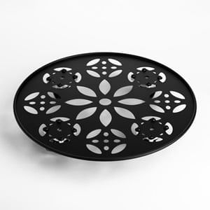 Suport Ghiveci Metalic Negru cu Roti și Model Floral — imaginea 5