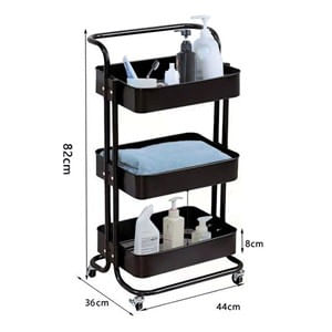 Etajera Metalică Neagră cu 3 Nivele pentru Bucătărie și Baie — imaginea 4