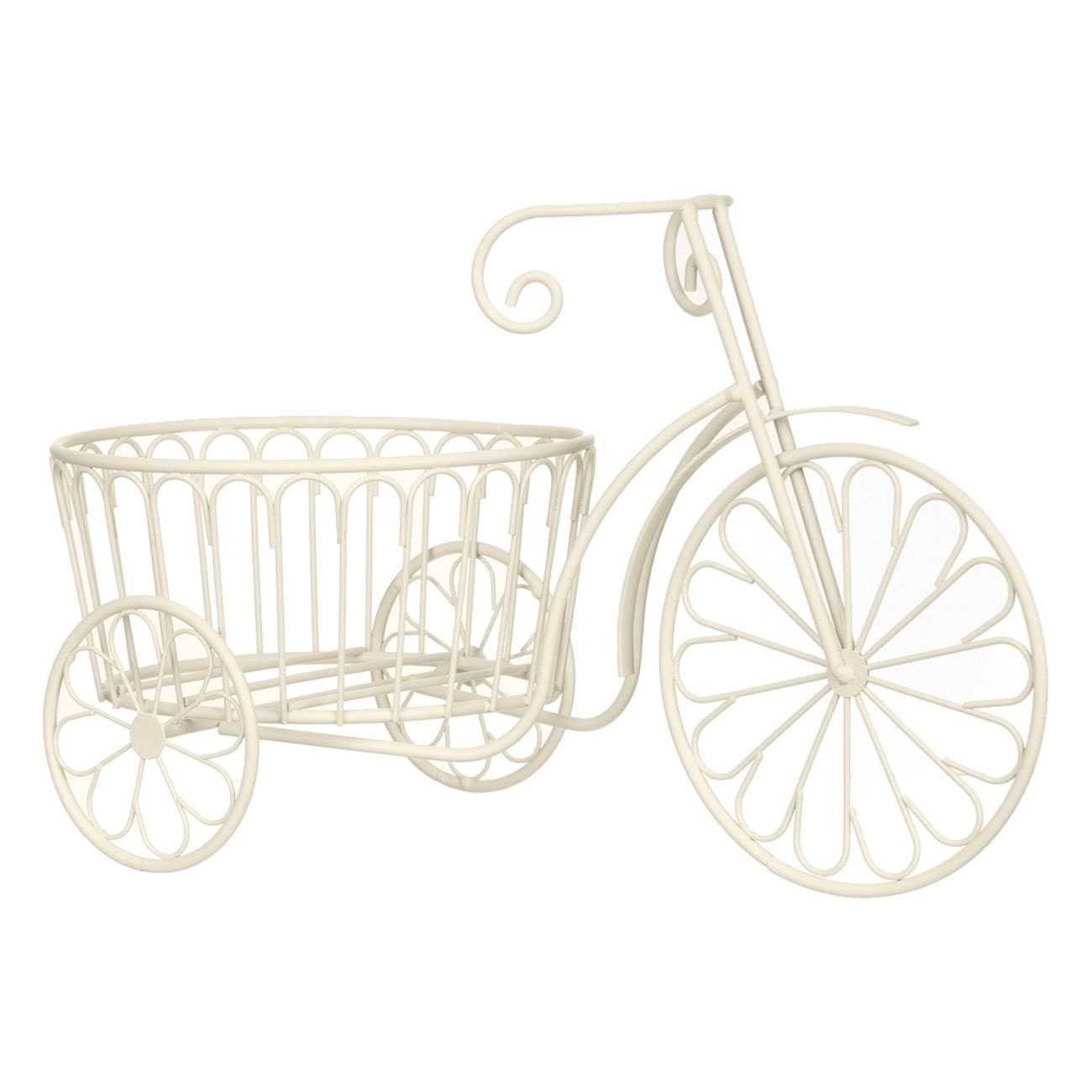 Suport Ghiveci Bicicletă Metalic Ecru cu Ghidon Sculptat — imaginea 4