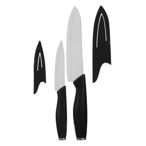 Set 2 Cutite cu Lama Ceramica Alba si Husa, 21 cm si 28 cm, Maner Negru — imaginea 4