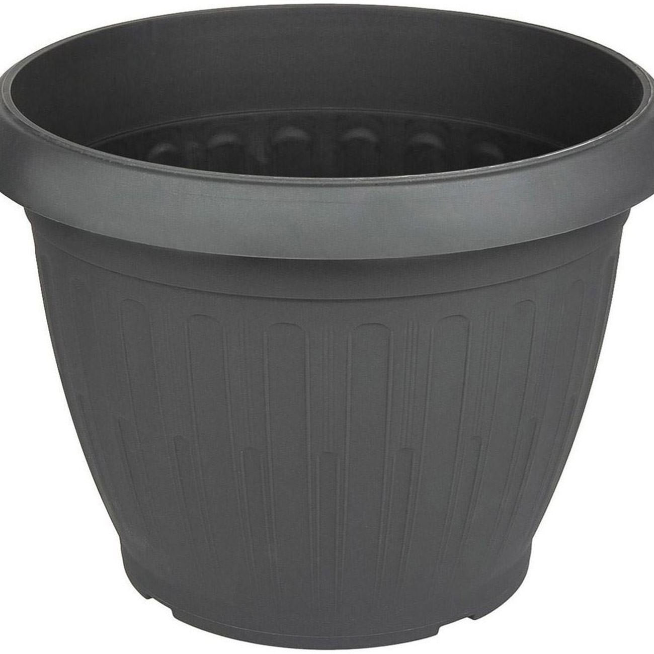 Ghiveci pentru flori din plastic, Antracit, Ø30x23cm, 9.5L — imaginea 3