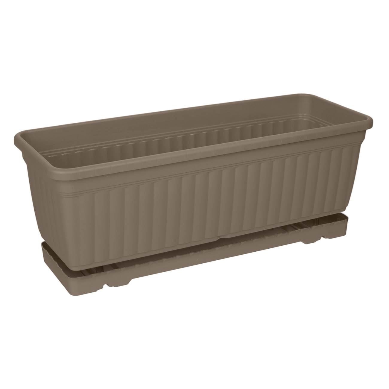 Jardinieră plastică cu farfurie integrată - Culoare Moca — imaginea 2