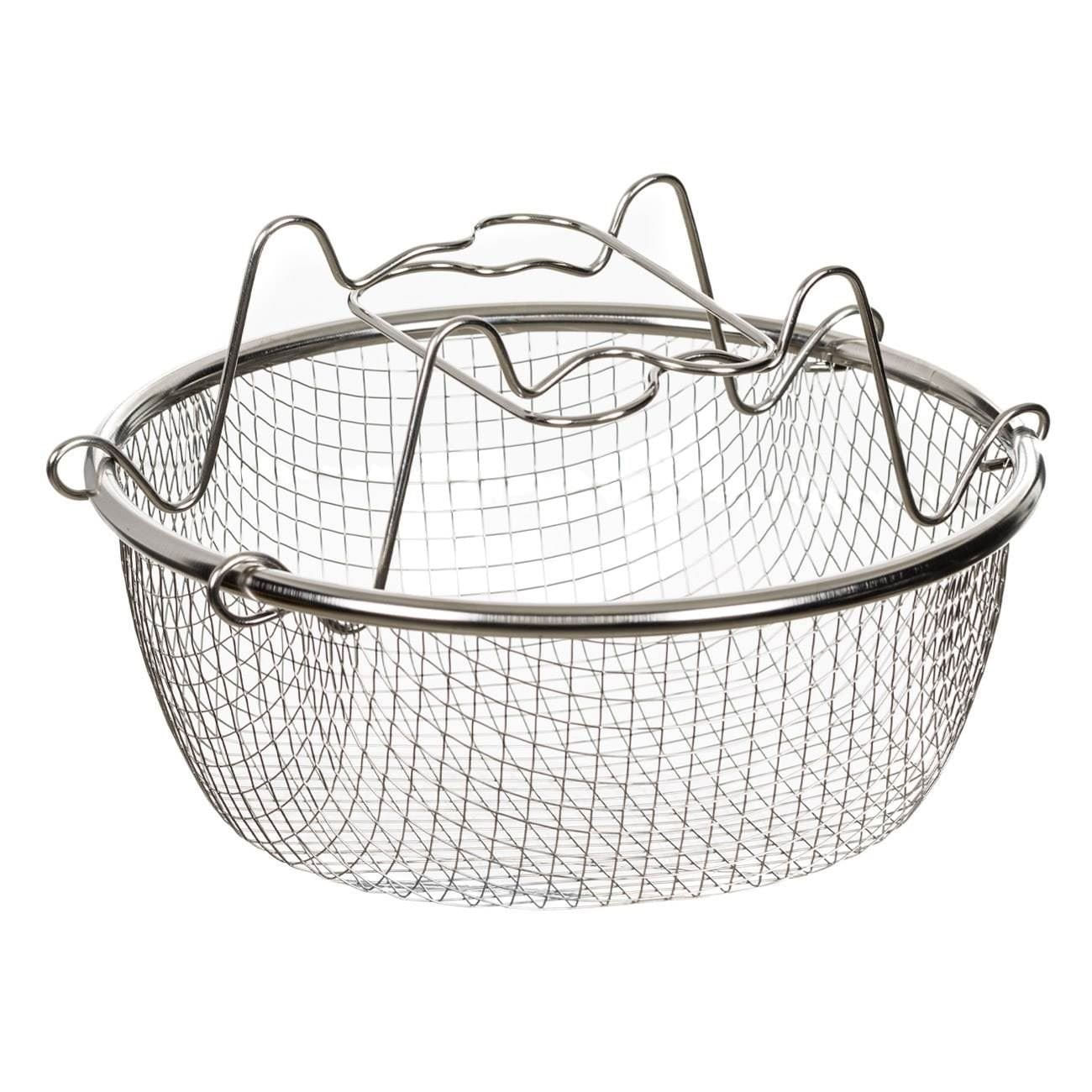 Cos din inox pentru prajit, Ø20x9 cm, cu manere — imaginea 2