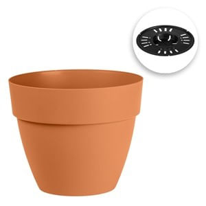 Ghiveci Rotunde din Plastic Teracota cu Sistem de Scurgere — imaginea 2