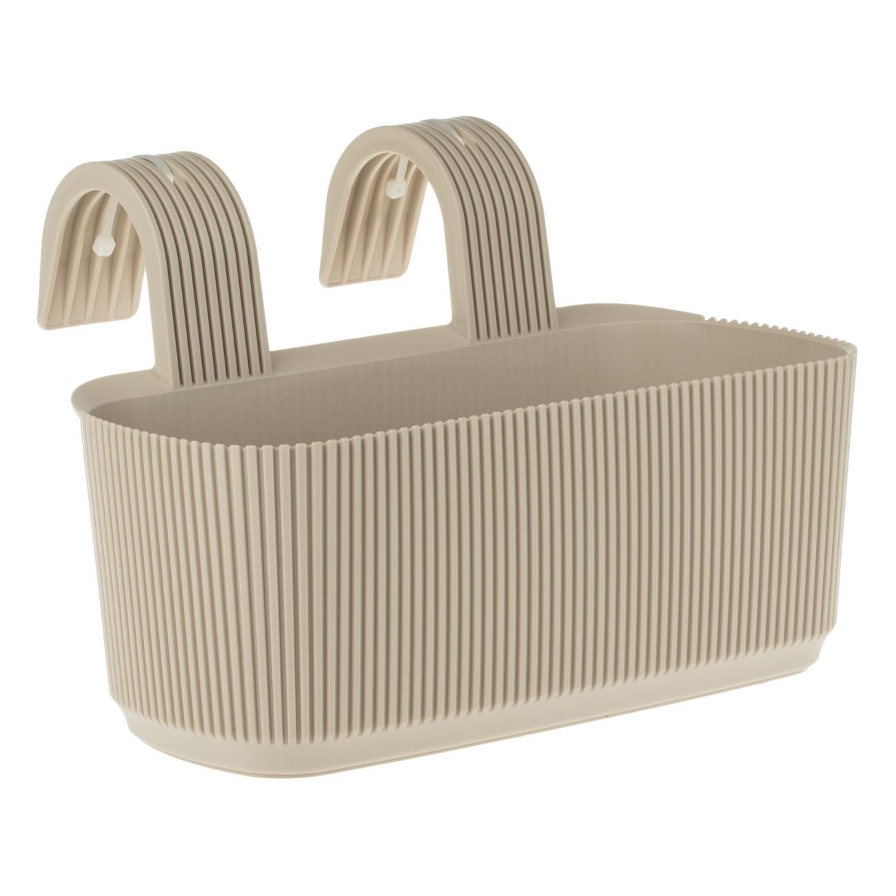 Jardinieră Plastic Bej cu Dungi Reliefate pentru Balustradă — imaginea 4