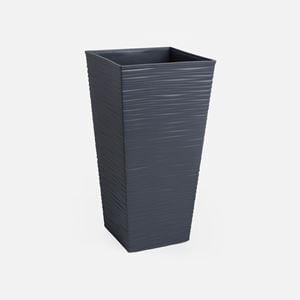 Ghiveci Flori Patra Antracit cu Linii în Relief - Design Modern — imaginea 2