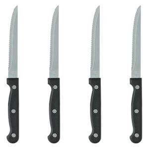 Set de 4 cutite cu lama zimtata din otel inoxidabil, maner ergonomic, negru — imaginea 2