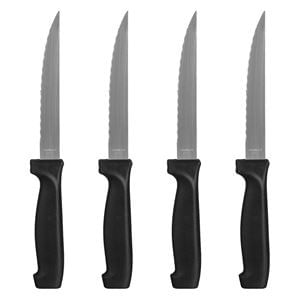 Set de 4 Cuțite de Masă Zimțate din Inox, 21.5 cm, Mâner Ergonomic Negru — imaginea 2
