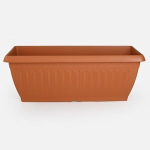 Jardinieră din plastic teracota cu relief vertical pentru balcon și grădină — imaginea 3