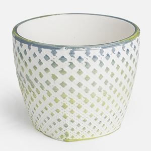 Mască ghiveci ceramică, alb-verde, 10x8 cm, 0.3 L — imaginea 3