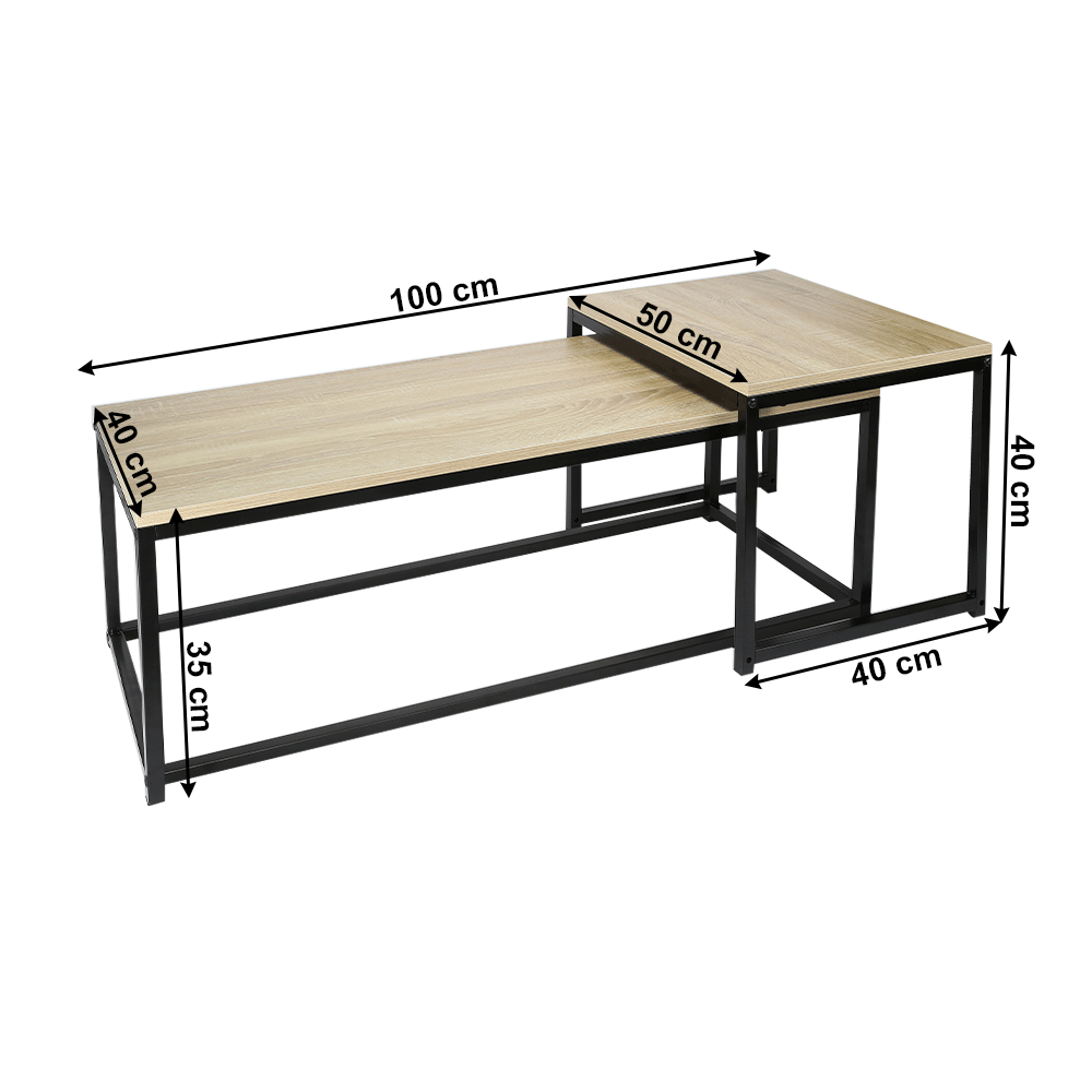 Set 2 masute de cafea, stejar sonoma/negru, KASTLER NEW TYP 2 — imaginea 4