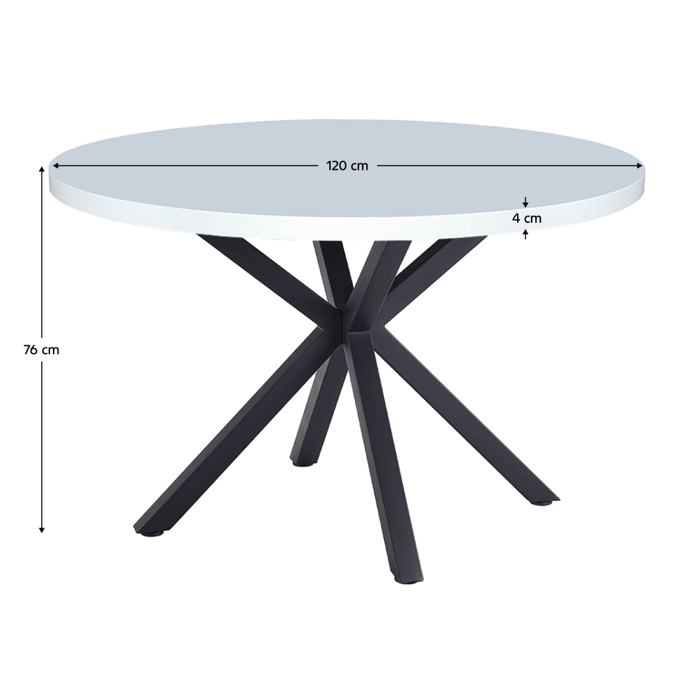 Masa de sufragerie, alb mat/ negru, diametru 120 cm, MEDOR — imaginea 5
