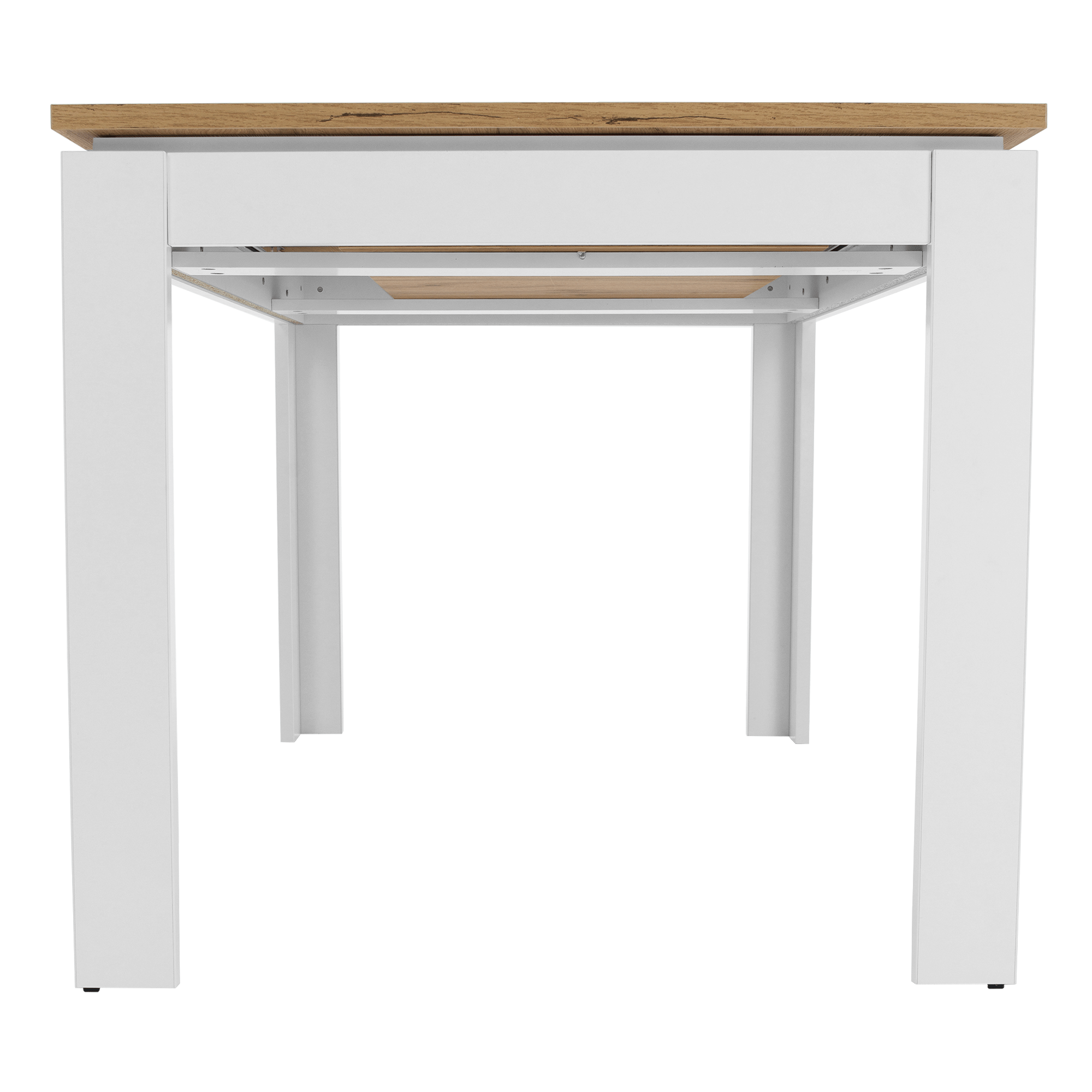 Masa plianta, alb/ stejar wotan 135-184x86 cm, VILGO — imaginea 10