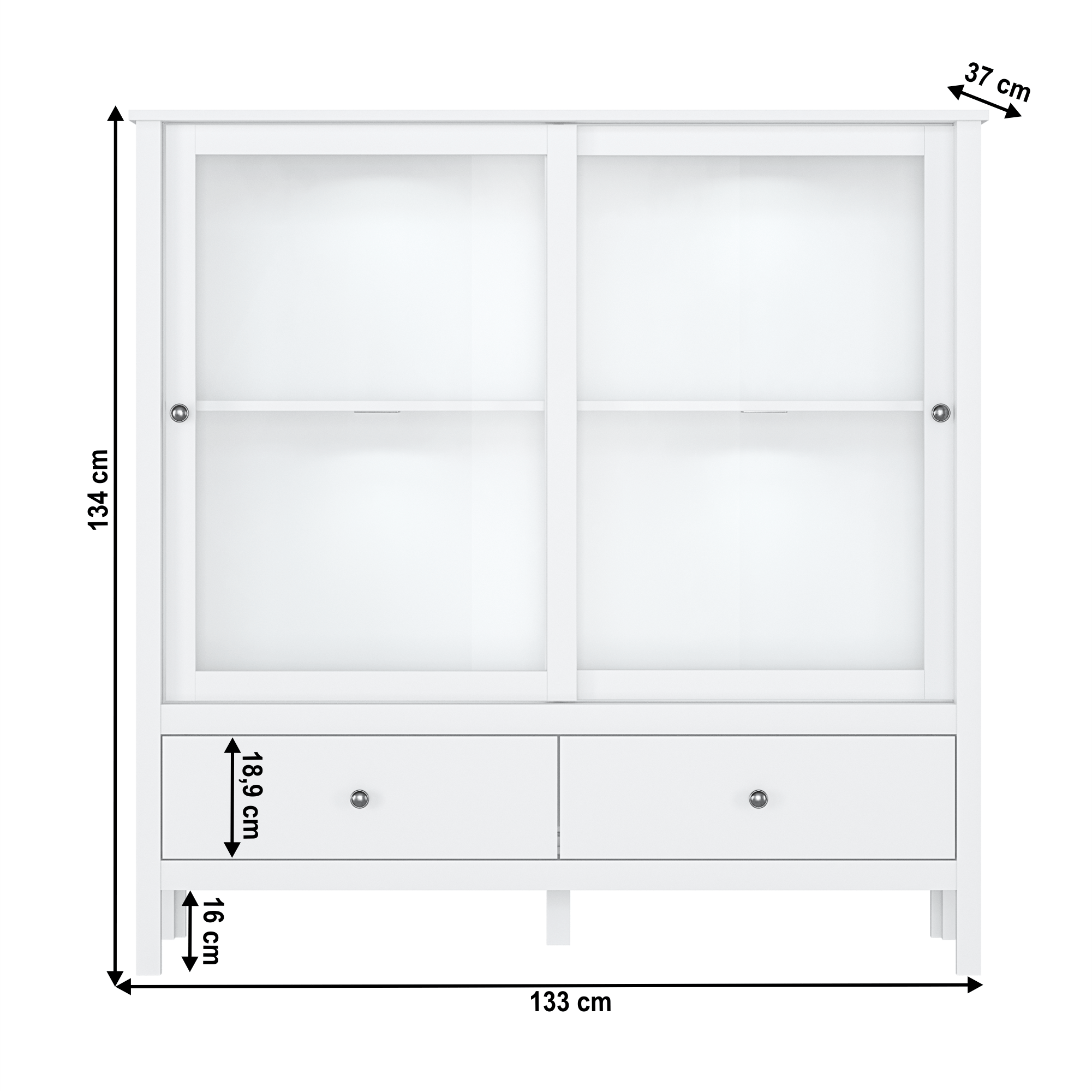 Vitrina joasa 2W2S, alb, OLJE — imaginea 5