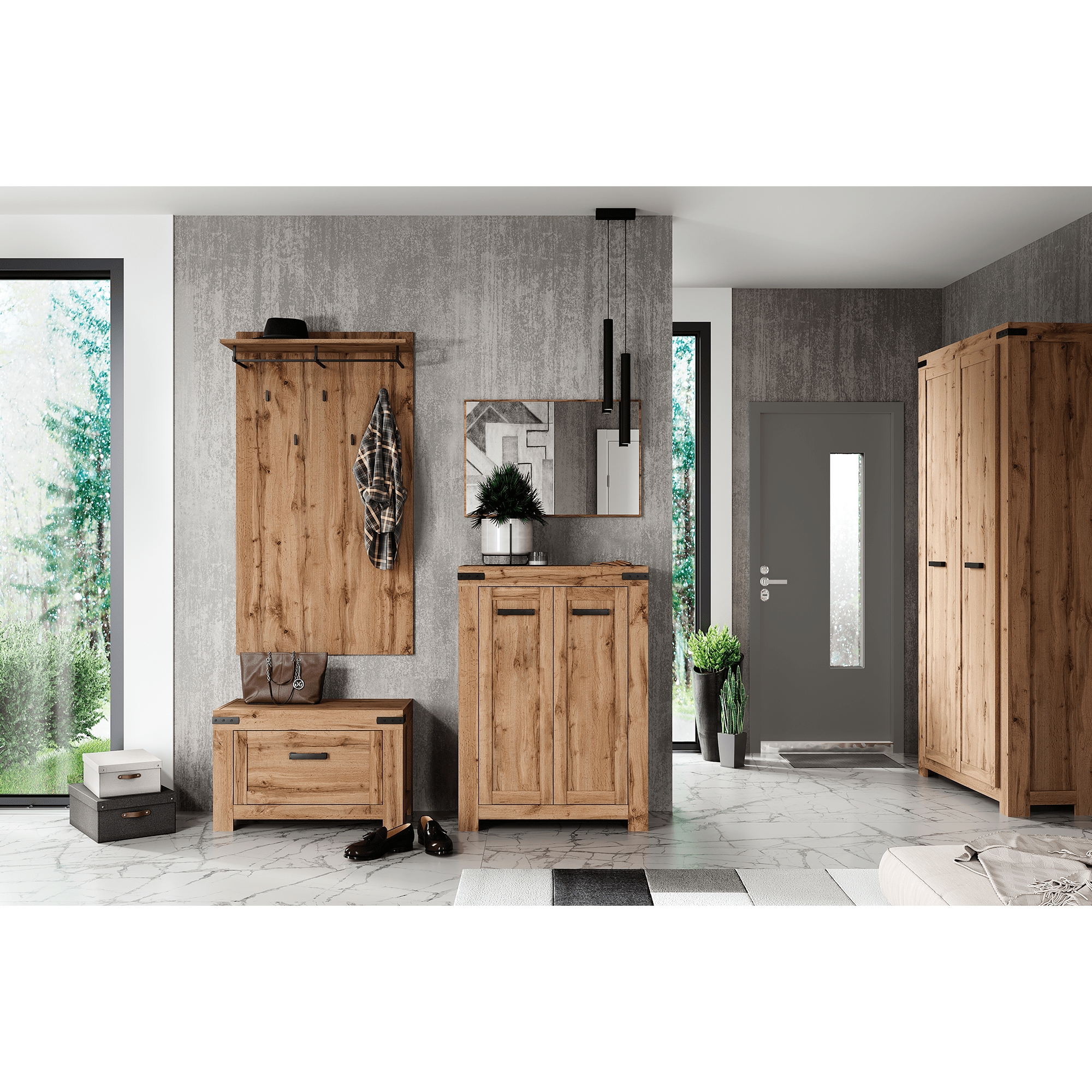 Dulap 2D1S, stejar wotan, MORATIZ — imaginea 2