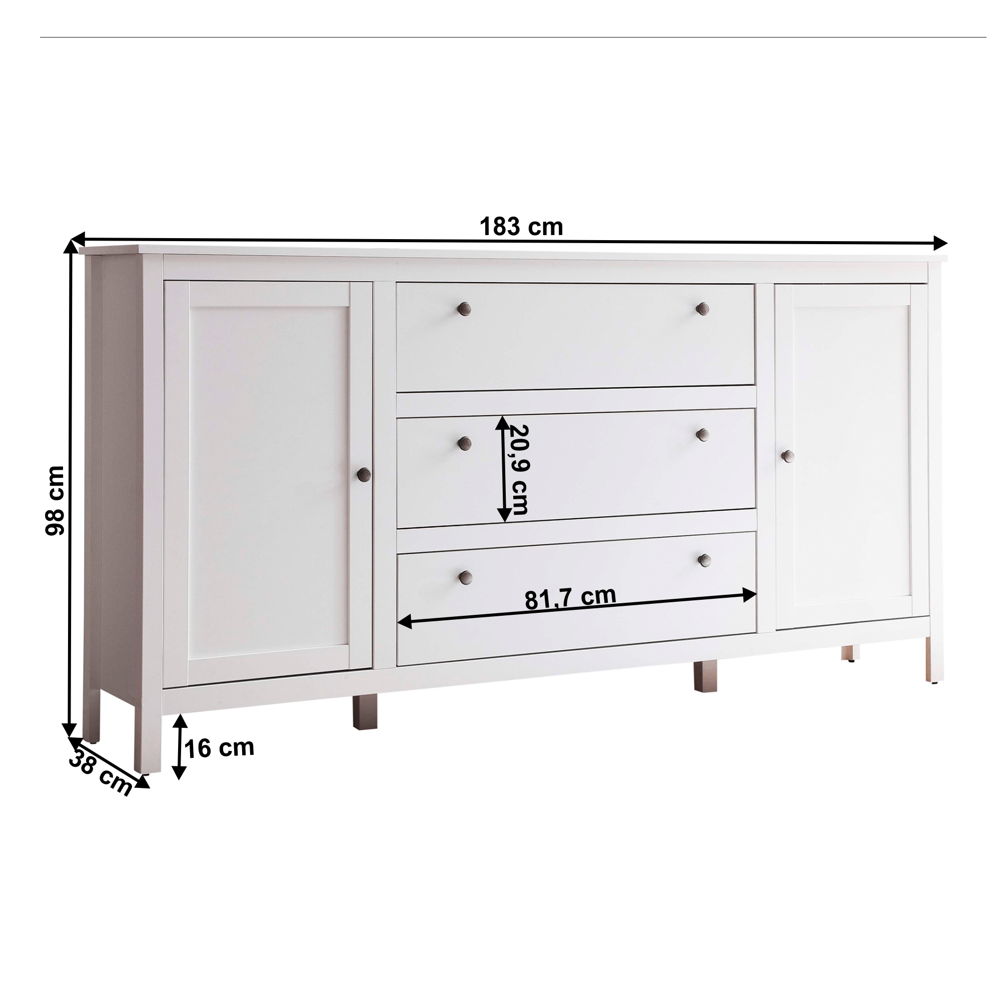 Comoda 2D3S, alb, OLJE — imaginea 5