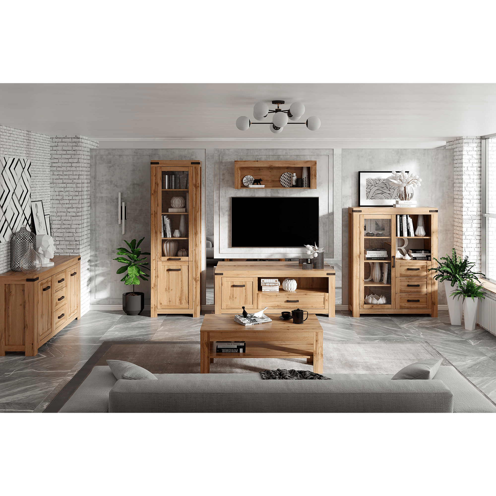 Comoda 2D3S, stejar wotan, MORATIZ — imaginea 3