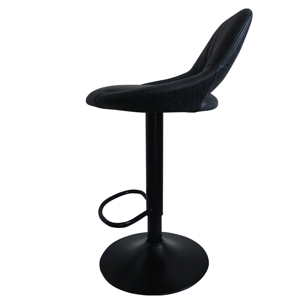 Scaun de bar, material textil negru cu efect de piele intoarsa, LORASA NEW — imaginea 4