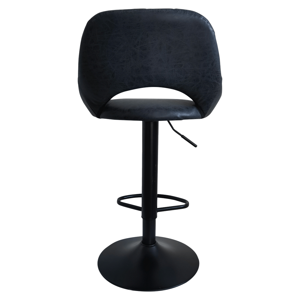 Scaun de bar, material textil negru cu efect de piele intoarsa, LORASA NEW — imaginea 5