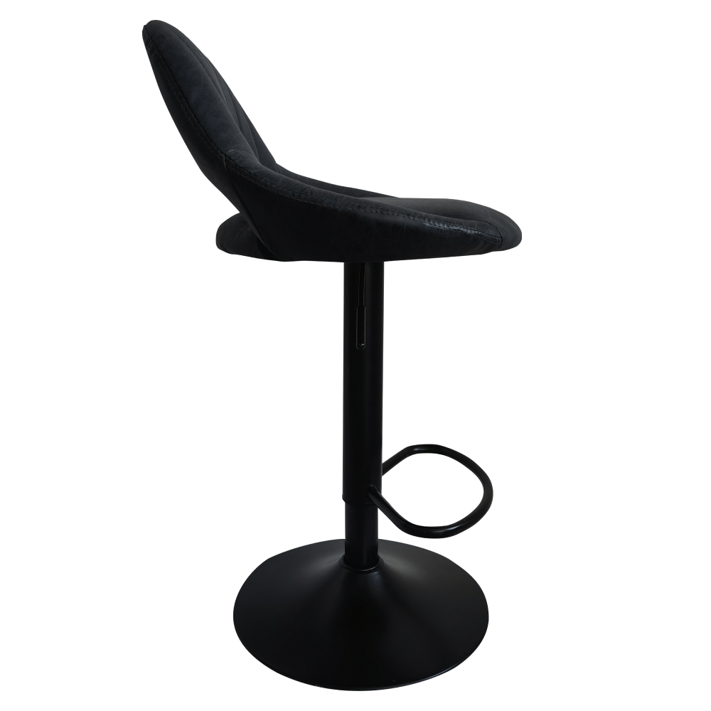Scaun de bar, material textil negru cu efect de piele intoarsa, LORASA NEW — imaginea 6