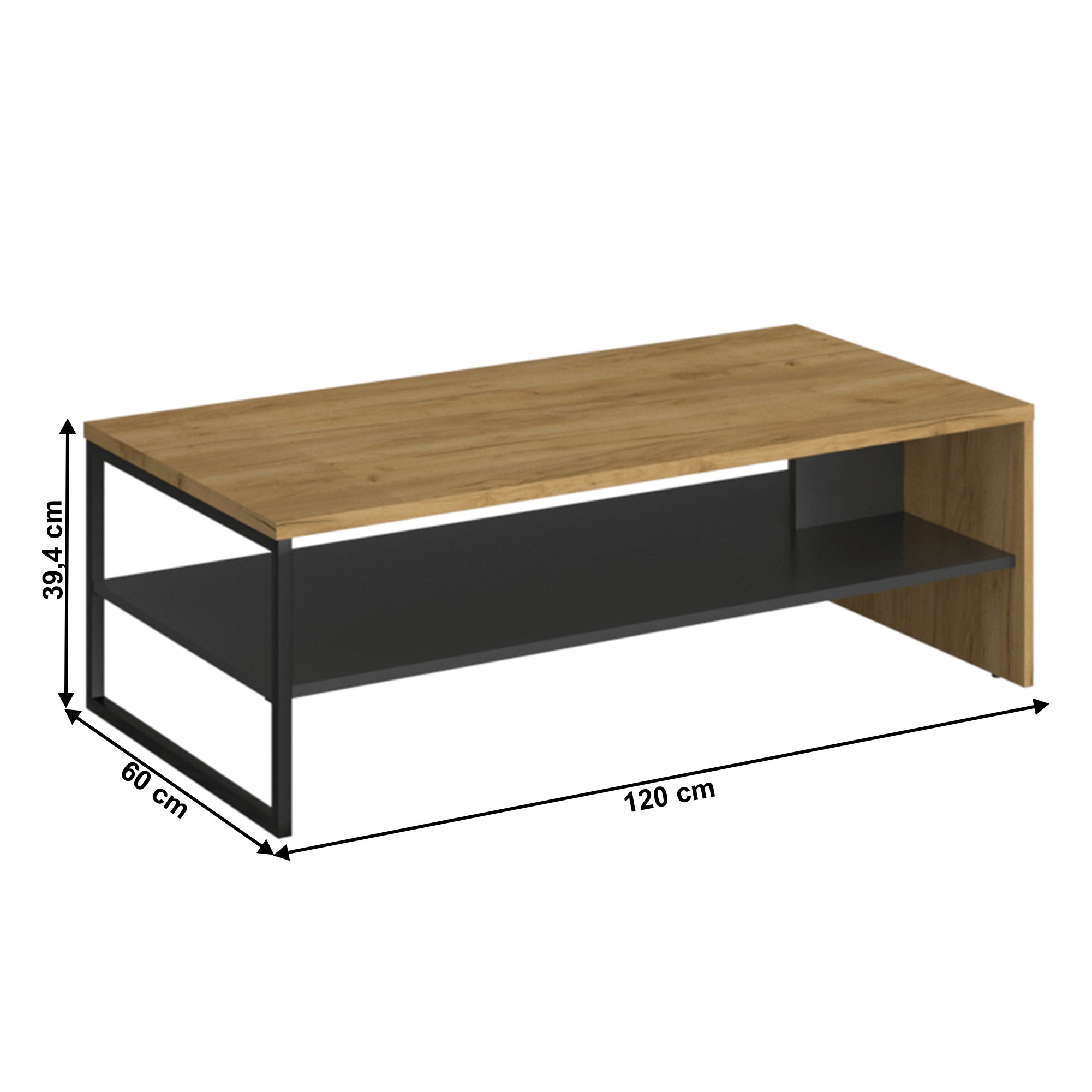 Masuta de cafea 120, stejar craf auriu/antracit, SANTANA — imaginea 5