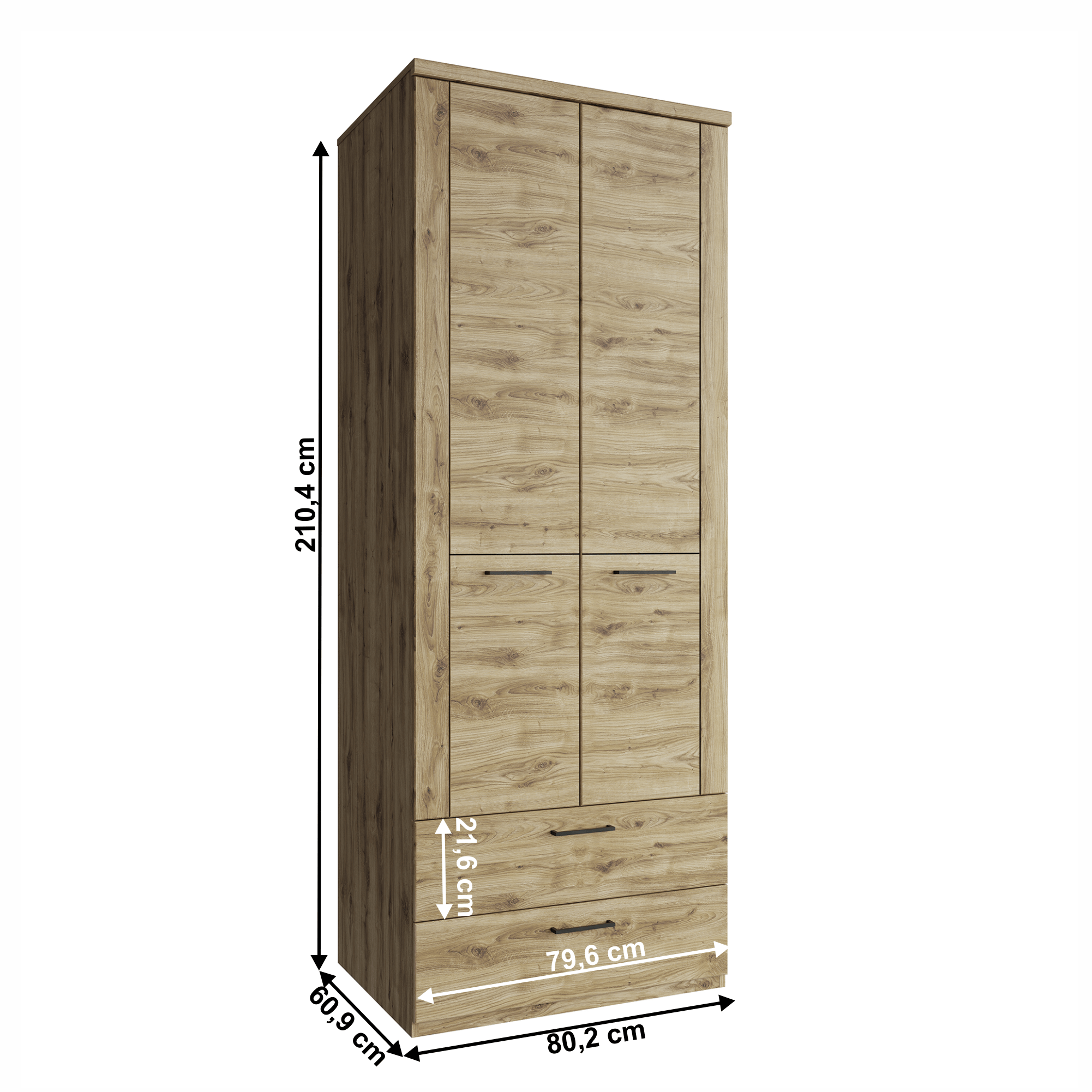 Dulap 2D2S, stejar navarra, DORSI — imaginea 2